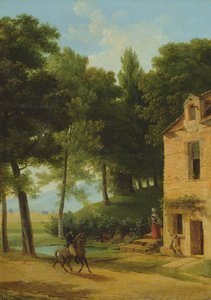 Paysage italien avec un cavalier